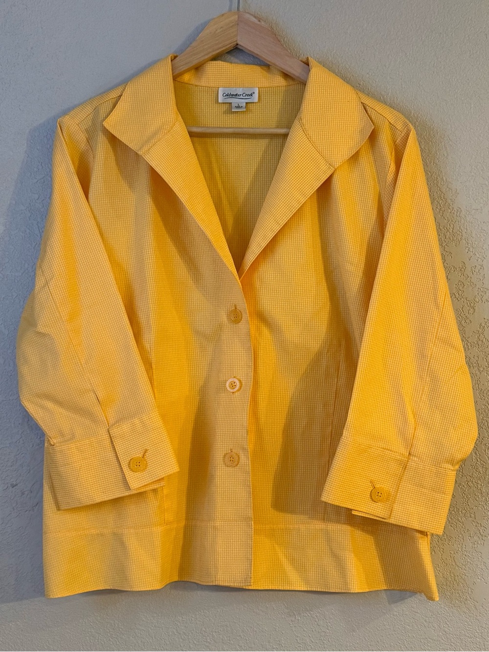 Coldwater Creek Yellow Micro Gingham Blazer Jacket – Women’s Large